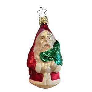 Vintage Inge Glas Glass Christmas Ornament Santa Claus 3.5 In W. Germany